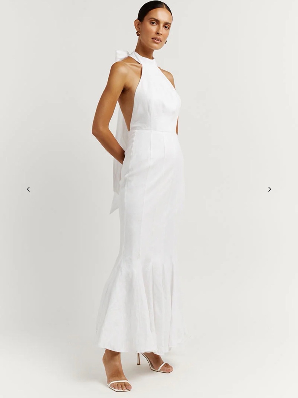 DISSH White Halter Back-Tie Mermaid Wedding Gown